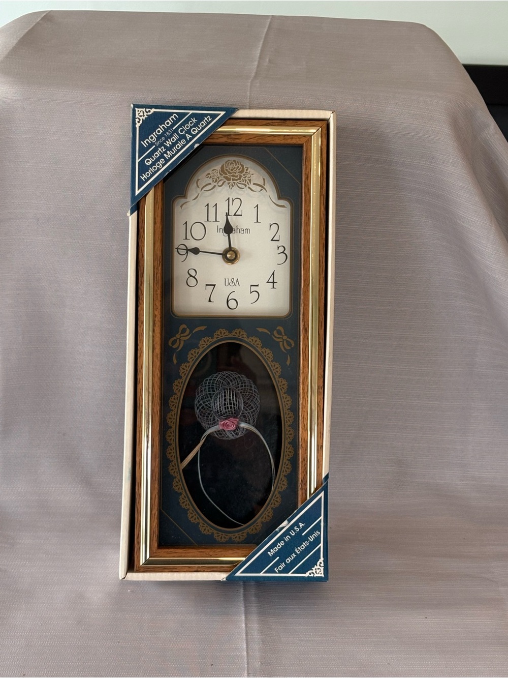 Ingraham Gold and Black Pendulum Wall Clock - Classic Home Decor